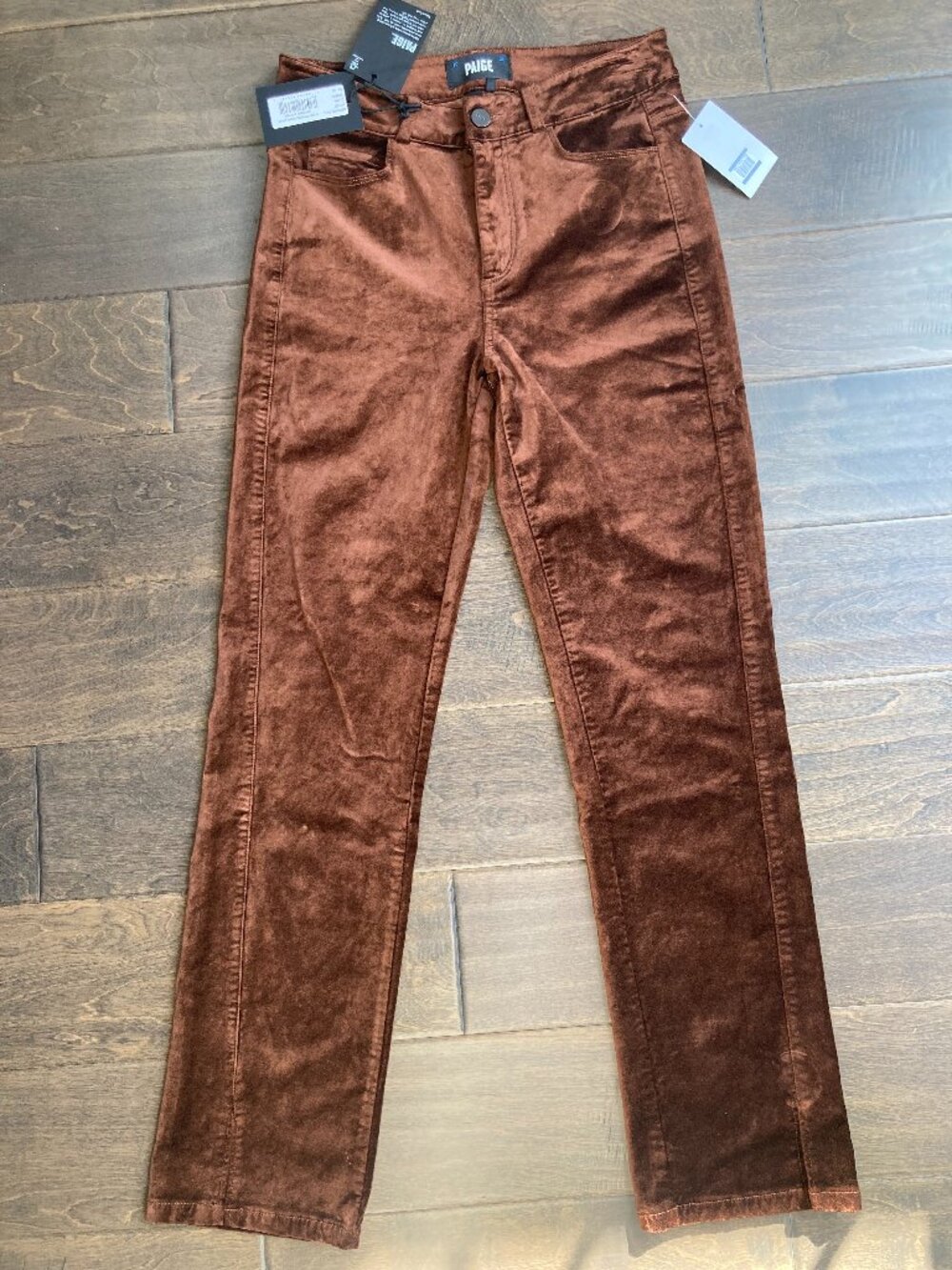 PAIGE Cindy Twisted Seam Split Velvet Pants Chicory Coffee Size 25 NWT $229